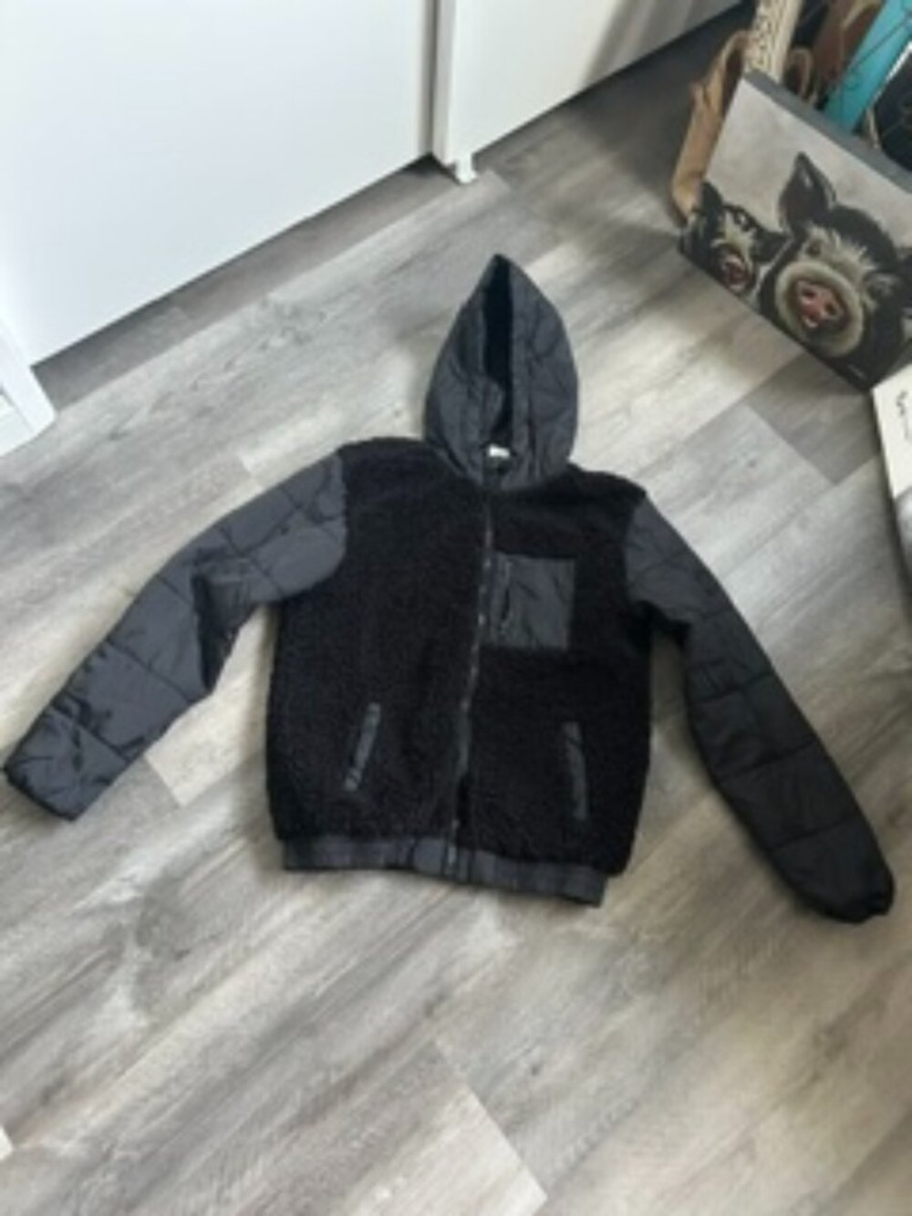 Rokka & Rolla Girls Jacket XL 14/16 Black Sherpa Hooded